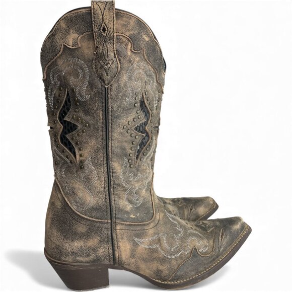 Laredo Leather Studded Western Cowgirl Snip Toe Boots Women's 10 M - Picture 2 of 14